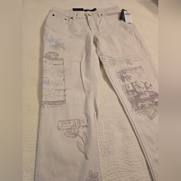 NWT Ralph Lauren Ladies Cream Relaxed Fit Tapered Mid Rise Jeans - Picture 6 of 11